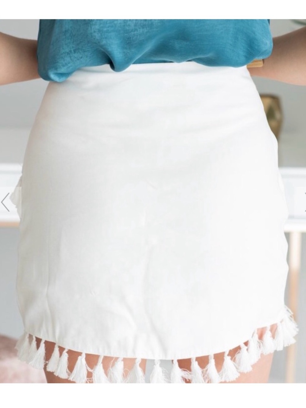 Vici White Tassel Wrap Mini Skirt - Picture 2 of 4